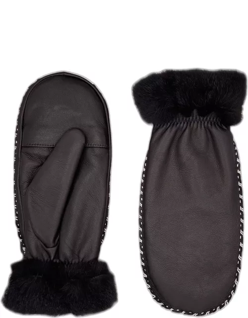 Marie-Alix Leather & Rabbit Fur Mitten