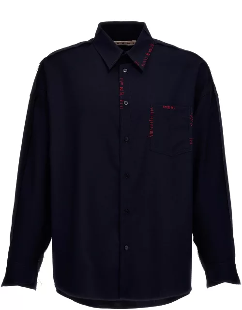 Marni Cool Wool Shirt With Contrast Stitching