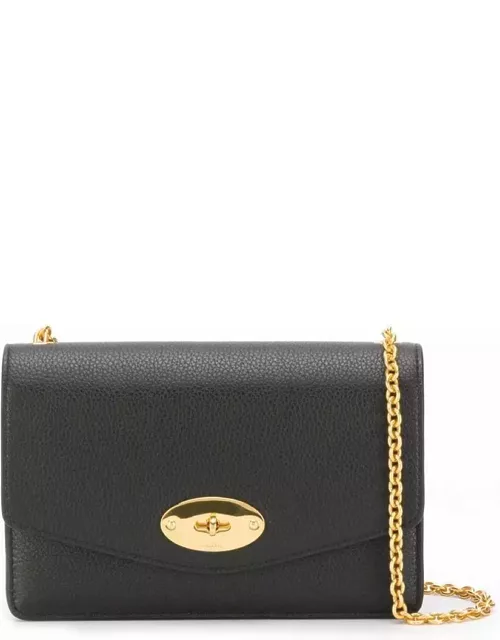 Mulberry small Darley Black Shoulder Bag With Twist Closure In Grainy Leather Woman