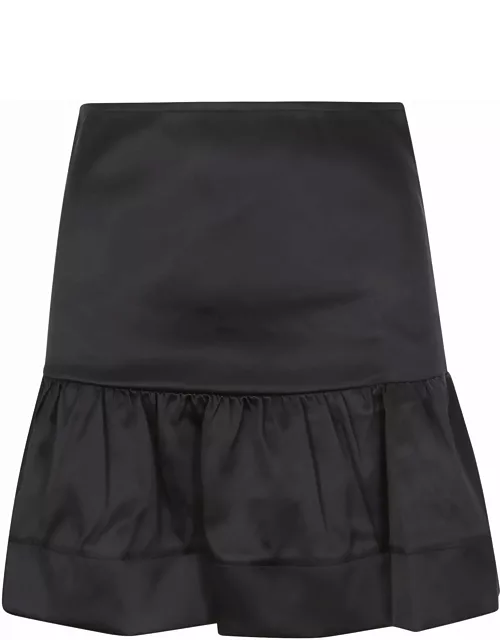 Ganni Double Satin Flounce Mini Skirt