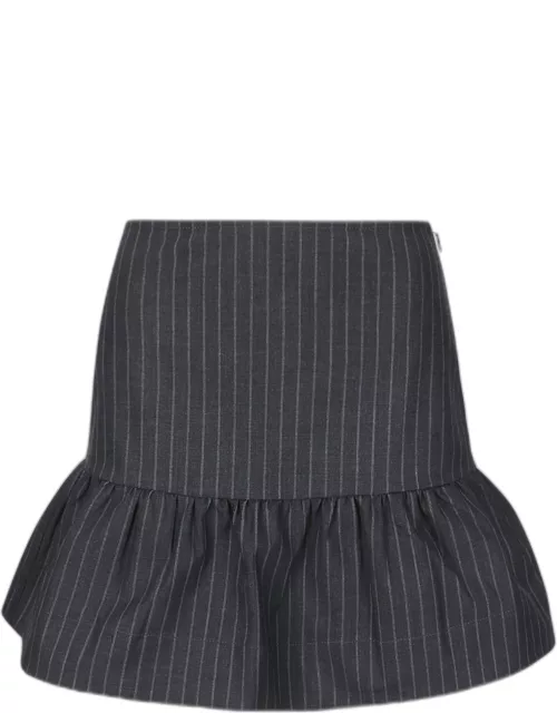 Ganni Stretch Stripe Flounce Mini Skirt