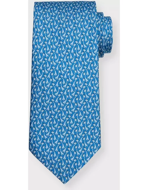 Men's Giraffe-Print Silk Tie