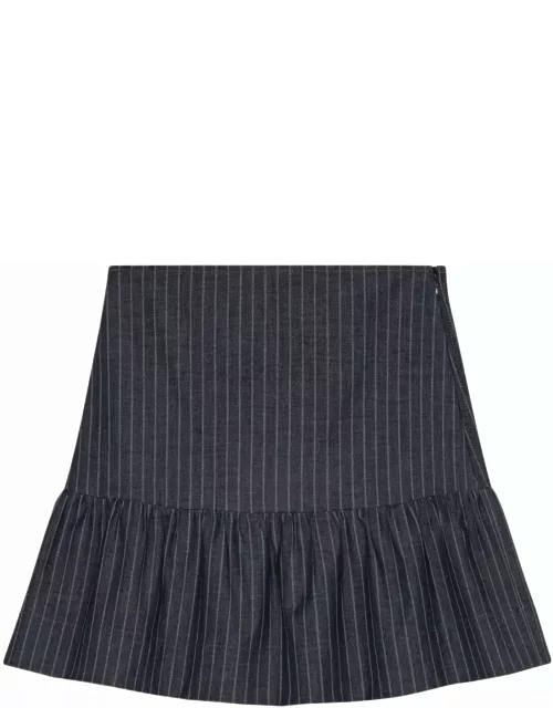 Ganni Stretch Stripe Flounce Mini Skirt