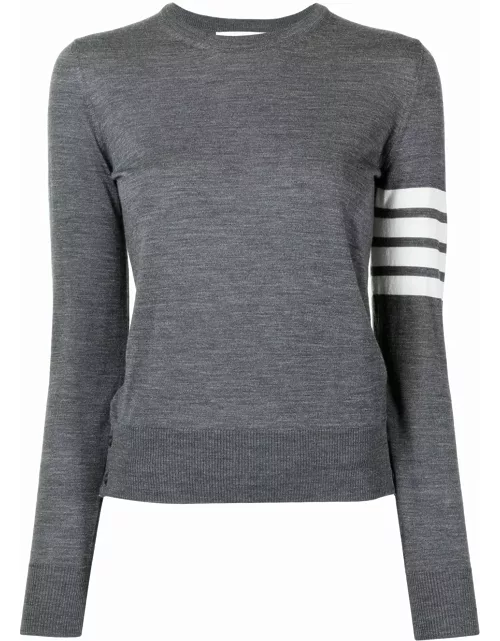 Thom Browne Relaxed Fit Pullover With 4 Bar In Fine Merino Woo