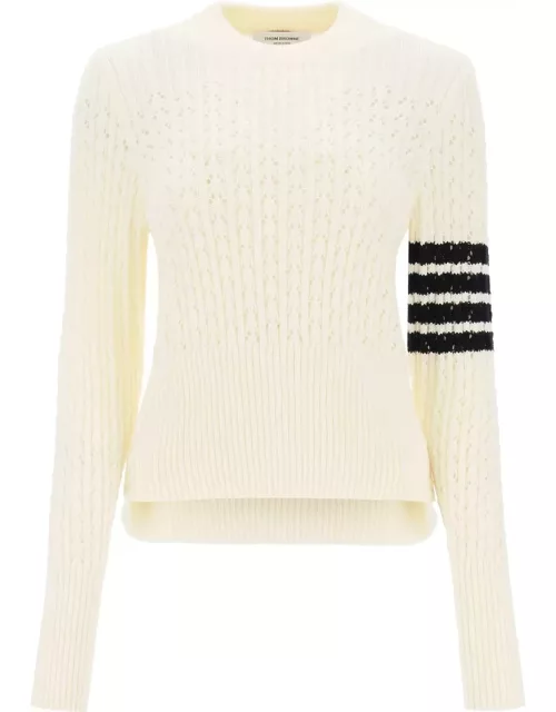 THOM BROWNE pointelle stitch merino wool 4-bar sweater