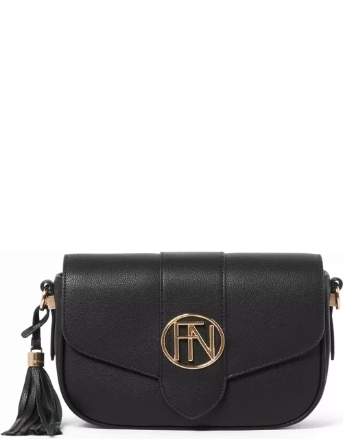 Forever New Women's Signature Thea Tassel Saddle Bag in Black Polyurethane/Polyester