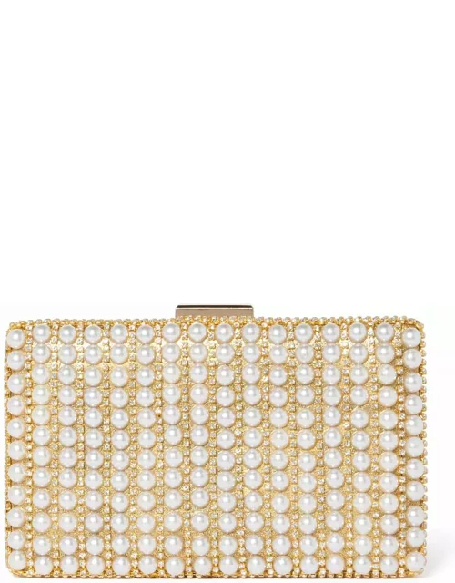 Forever New Women's Kelsey Pearl Hardcase Clutch Bag in Gold/Pearl Synthetic fibre/Glass/Polyester
