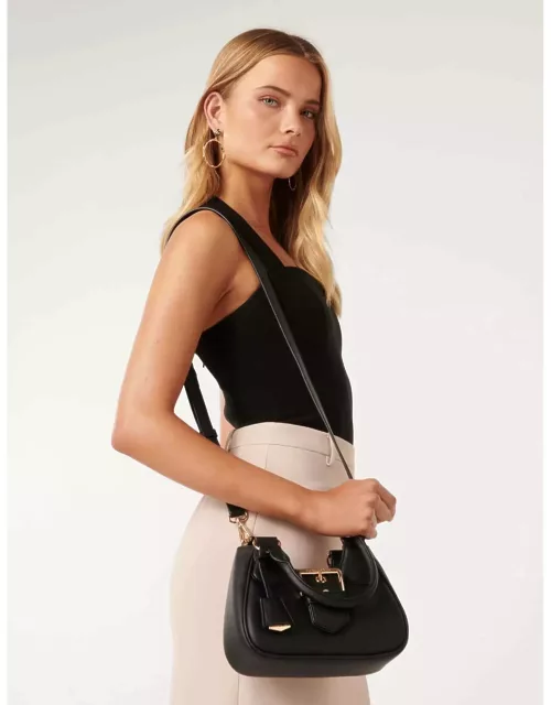 Forever New Women's Signature Madison Buckle Moon Bag in Black