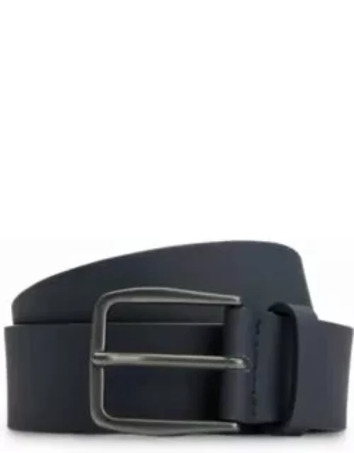 Italian-leather belt with tonal buckle- Dark Blue Men's Casual Belt