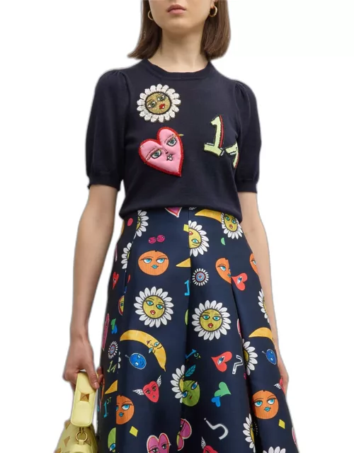 Wool Mixed Emoji Embroidered Sweater