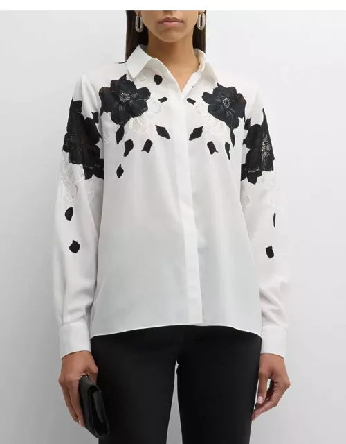 The Shae Button-Down Floral Lace Silk Shirt