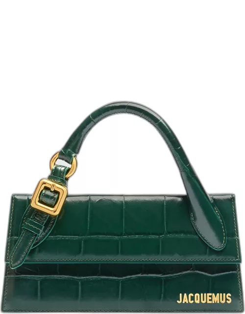 Le Chiquito Long Croc-Embossed Top-Handle Bag