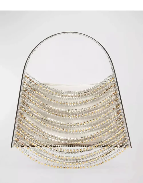 Lucia in the Sky Chain Crystal Top-Handle Bag
