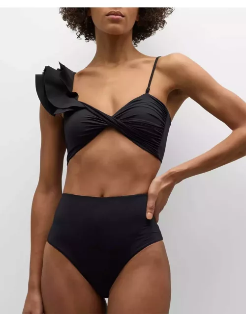 Costa Ruffle-Shoulder Two-Piece Bikini Set