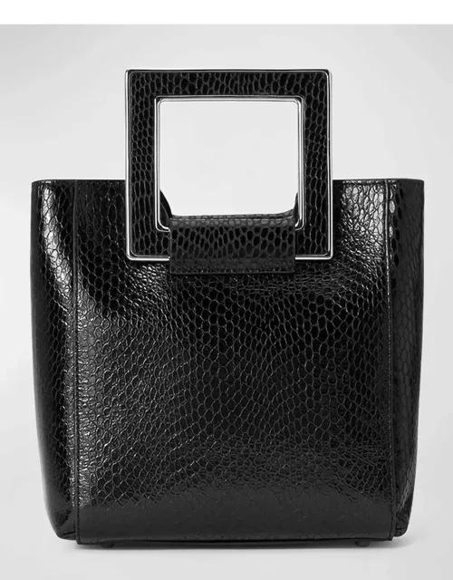 Shirley Mini Snake-Embossed Top-Handle Bag