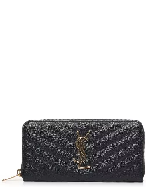 Saint Laurent Embossed Leather Zip Wallet