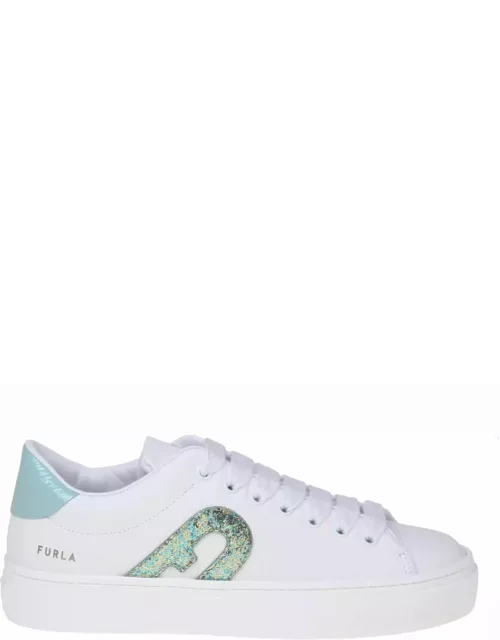Furla Joy Lace Up Sneakers In White Leather
