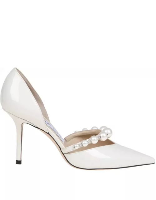Jimmy Choo Aurelie 85 Patent Leather Pumps With Applied Pearl