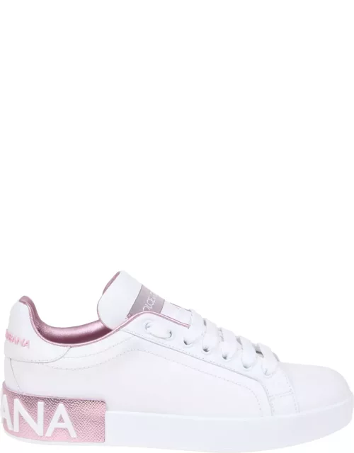 Dolce & Gabbana Portofino Sneakers In White Leather