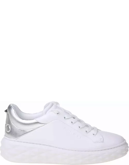Jimmy Choo Diamond Maxi Sneakers In White And Silver Leather