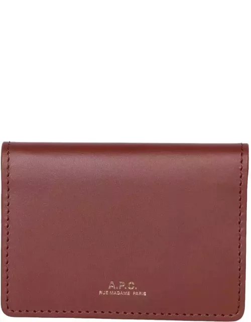A.P.C. Bi-fold Wallet With Laminated Logo In Leather