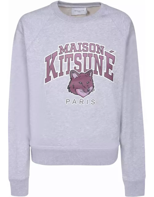Maison Kitsuné Logo Print Sweatshirt Grey