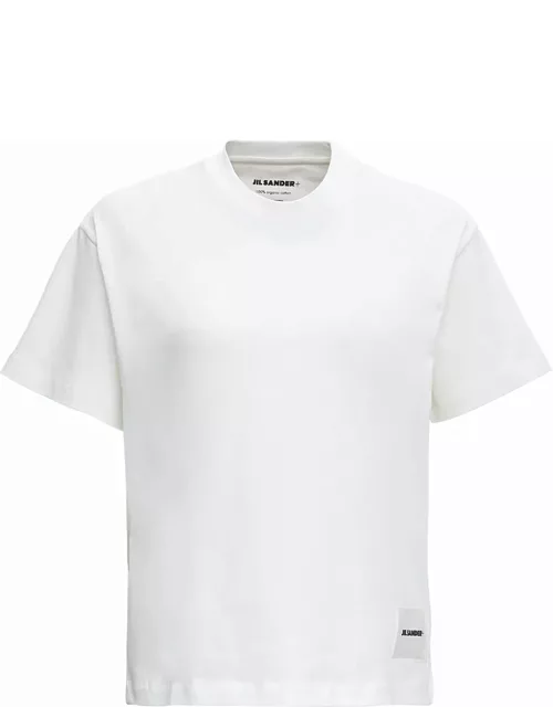 Jil Sander Set Of Three White Cotton T-shirts With Logo