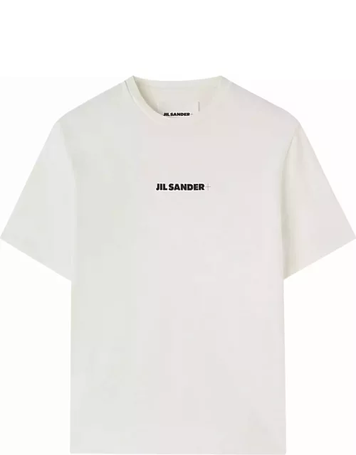 Jil Sander Rew Neck Short Sleeves T-shirt With Printed Logo On Chest