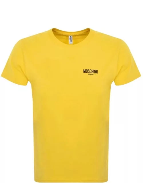 Moschino Logo Print T Shirt Yellow