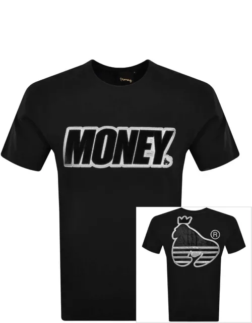 Money Velour Applique Logo T Shirt Black