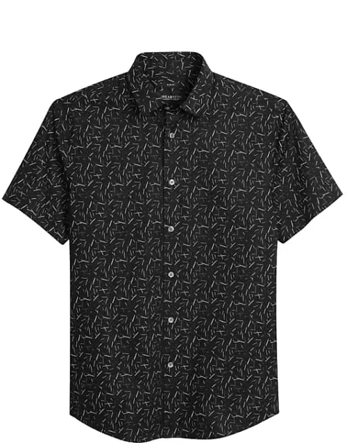 Awearness Kenneth Cole Big & Tall Men's Slim Fit Confetti Camp Shirt Black