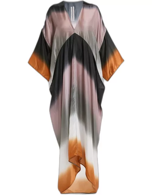 Striped V-Neck Long-Sleeve Flowy Maxi Dres