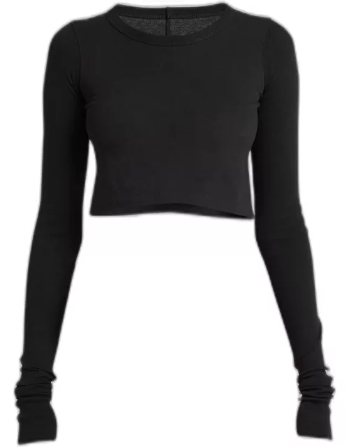 Long-Sleeve Fitted Crop Rib T-Shirt