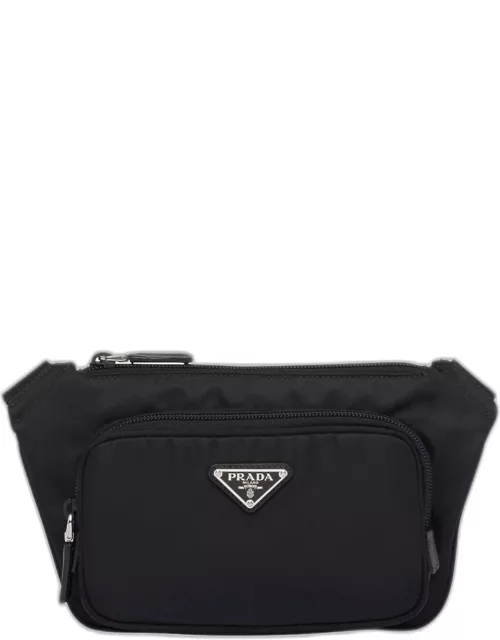 Men's Re-Nylon and Saffiano Leather Crossbody Bag