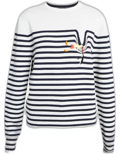 Suna Fujita Embroidered Stripe Wool Sweater
