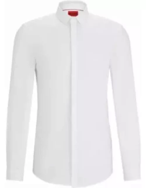 Slim-fit shirt in cotton jacquard- White Men's Shirt