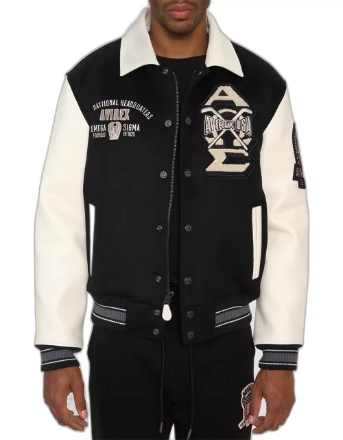 Men's Omega Wool Leather Varsity Jacket