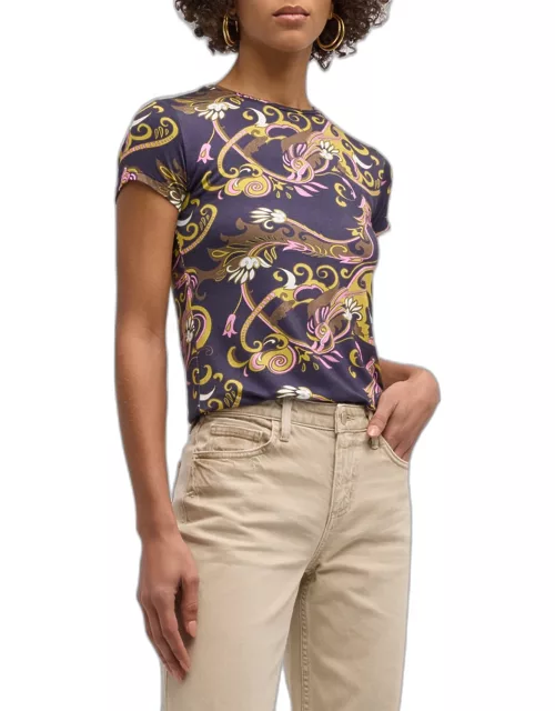 Ressi Short-Sleeve Abstract Print Top