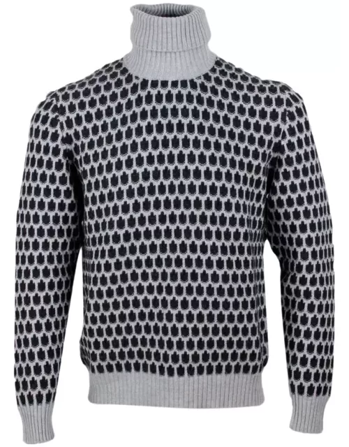 Kiton Long-sleeved Turtleneck Sweater In 100% Pure Cashmere Bicolor