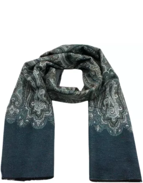 Kiton Light Scarf With Small Fringes At The Bottom With A Patterned Motif