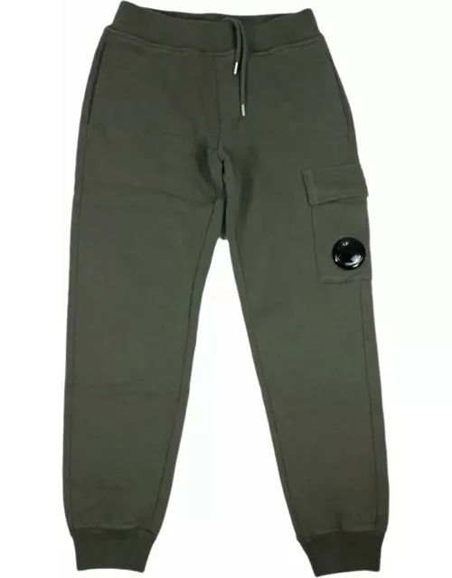 C.P. Company Breathable Fleece Cotton Trousers With Drawstring Waist