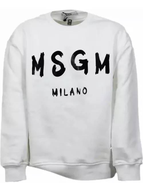 MSGM Long-sleeved Crewneck Sweatshirt With Logo Lettering