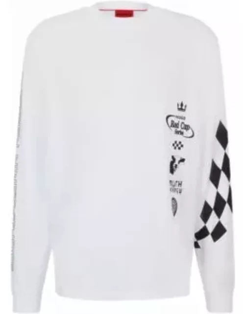Cotton-jersey T-shirt with racing-inspired prints- White Men's T-Shirt