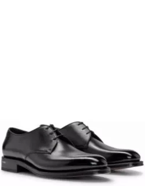 Italian-made Derby shoes in burnished leather- Black Men's Business Shoe