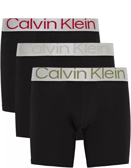 Calvin Klein Logo Stretch-cotton Boxer Briefs - set of Three - Black