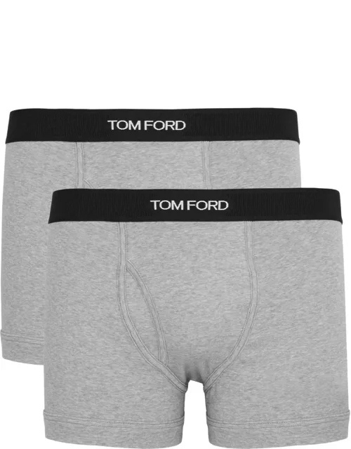 Tom Ford Logo Stretch-cotton Boxer Briefs - set of two - Grey