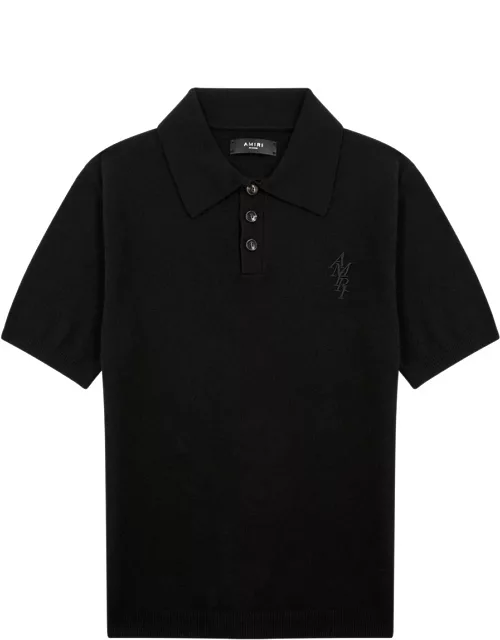 Amiri Logo-embroidered Cashmere Polo Shirt - Black