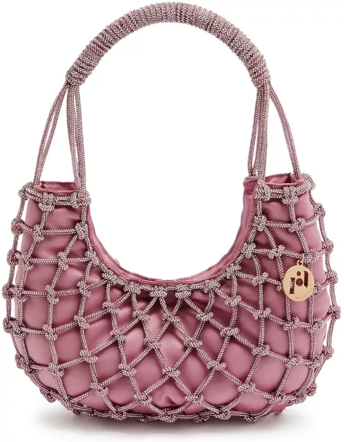 Rosantica Nodi Crystal-embellished Satin Shoulder bag - Pink
