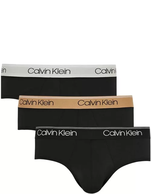 Calvin Klein Logo Stretch-jersey Briefs - set of Three - Black