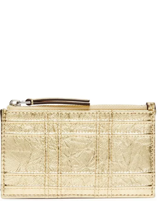 Tory Burch Fleming Metallic Leather Card Holder - Gold